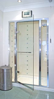 swing shower door with sidelights