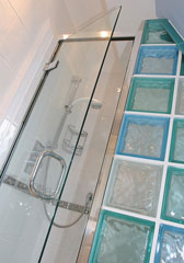 shower stall with glass block enclosure